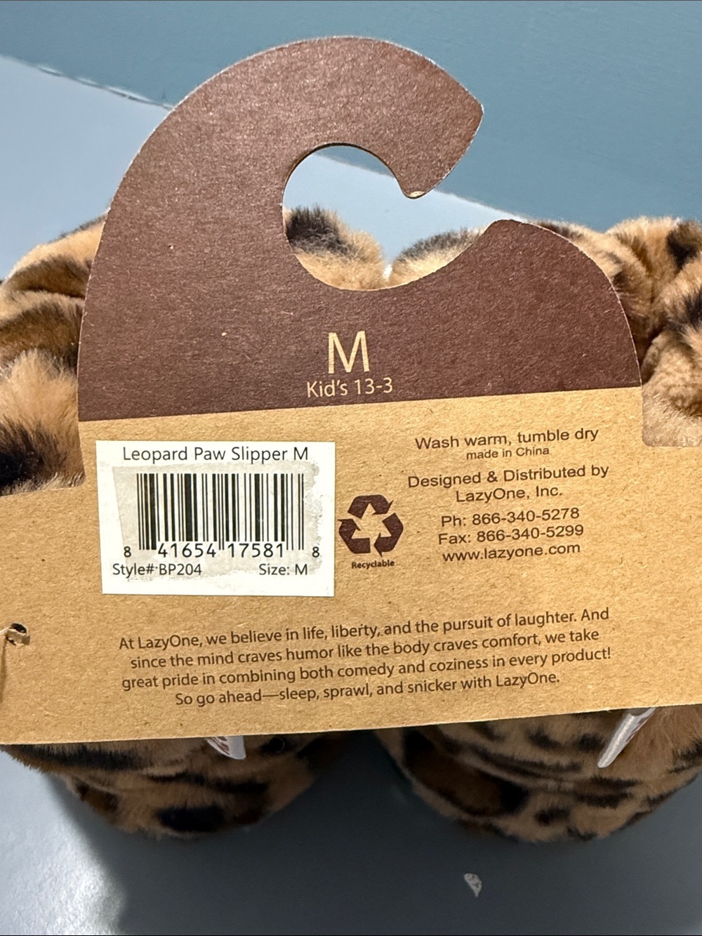 Lazy One Leopard Claw Plush Slippers - Brown & Black - Picture 2 of 5